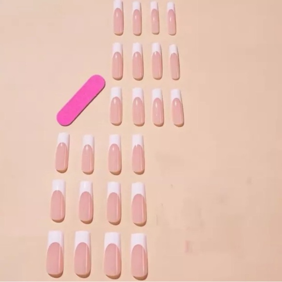 ✨24pcs Stylish French False Nail Long Square Press on Nails - Picture 2 of 3